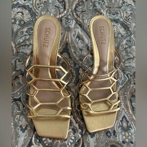JULIANNA WEEKEND METALLIC LEATHER SANDAL - size 10, NWT